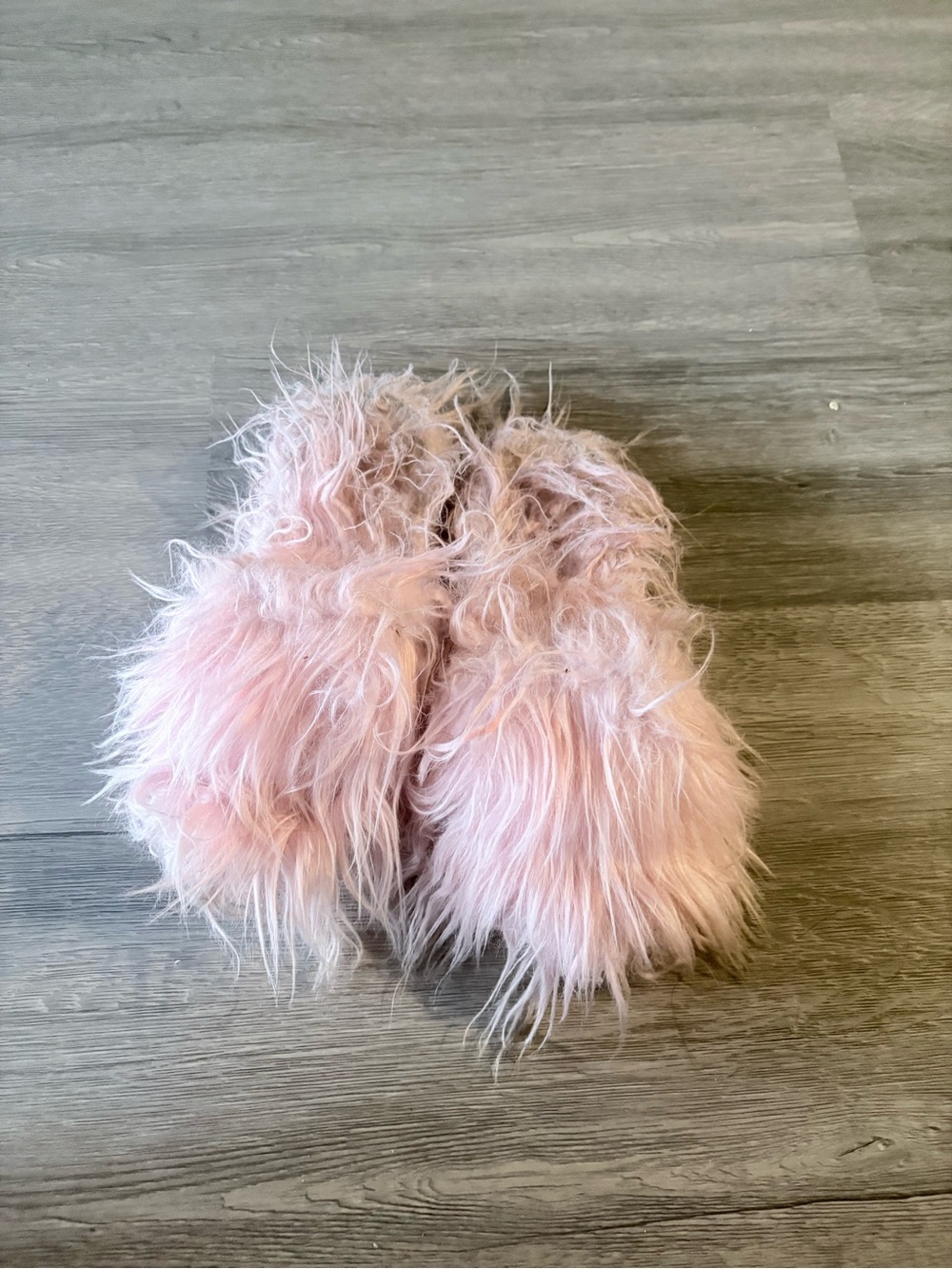 Kids Pink Faux Fur Slip-On Shoes